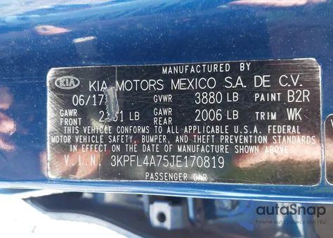 2018 Kia Forte Lx z USA, uszkodzony, nr VIN 3KPFL4A75JE170819